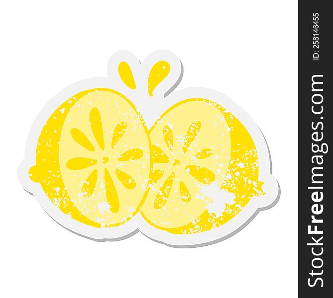 sliced fresh lemon grunge sticker