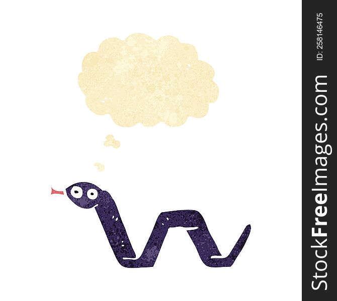 funny cartoon snake with thought bubble