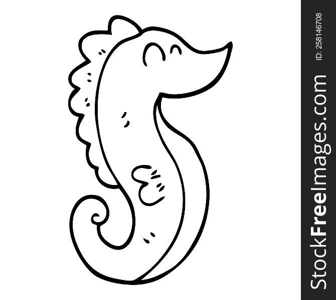 Line Drawing Cartoon Sea Horse