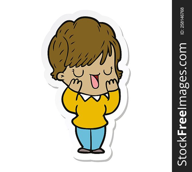 sticker of a cartoon woman talking