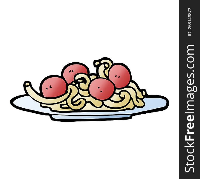 vector gradient illustration cartoon spaghetti and meatballs