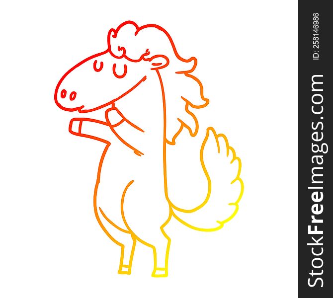 warm gradient line drawing of a cartoon horse