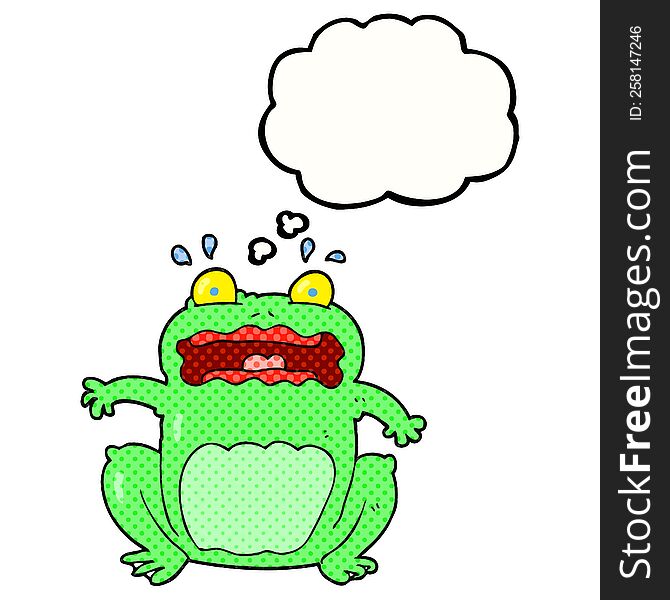 Thought Bubble Cartoon Funny Frightened Frog