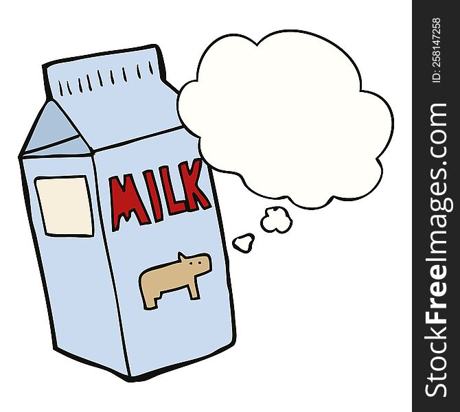 Cartoon Milk Carton And Thought Bubble