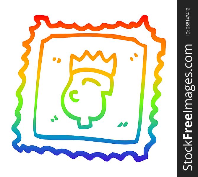 rainbow gradient line drawing of a carton stamp
