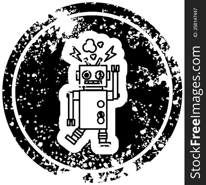 Malfunctioning Robot Distressed Icon
