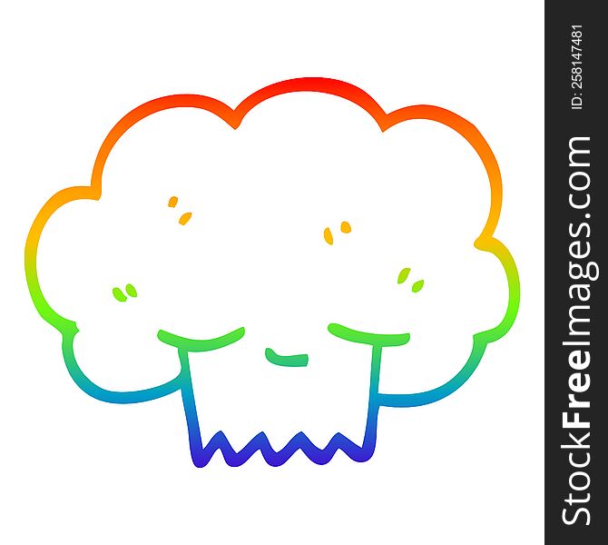 rainbow gradient line drawing of a cartoon explosion cloud