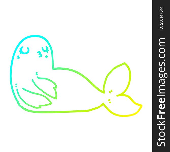 cold gradient line drawing of a cartoon seal