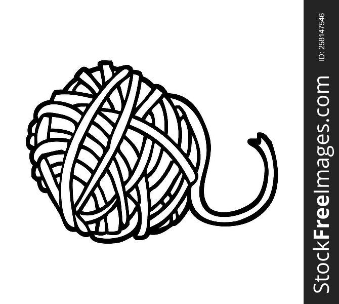 black and white cartoon ball of string