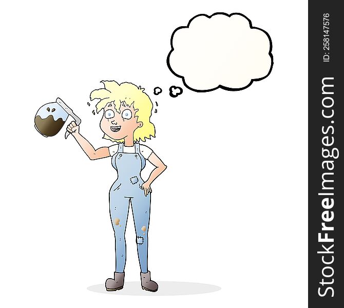 Too Much Coffee Thought Bubble Cartoon