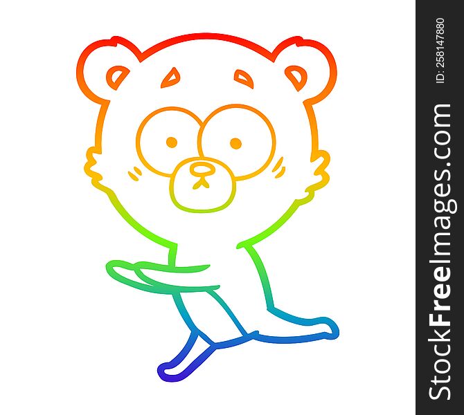 Rainbow Gradient Line Drawing Worried Bear Cartoon