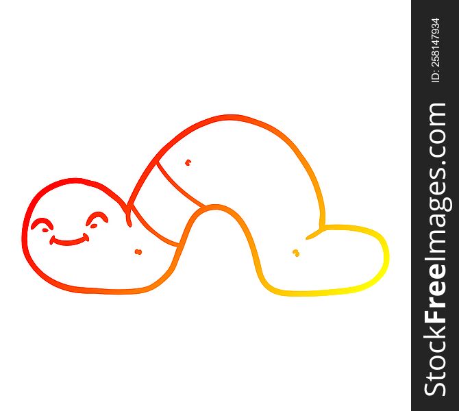 warm gradient line drawing of a cartoon worm