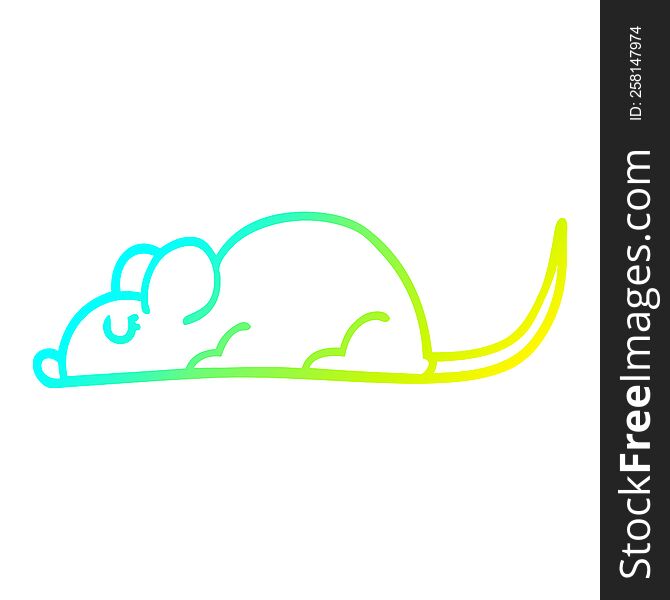 cold gradient line drawing of a cartoon black rat