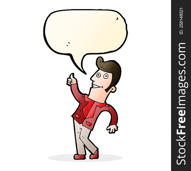 Cartoon Man Giving Thumbs Up Sign With Speech Bubble