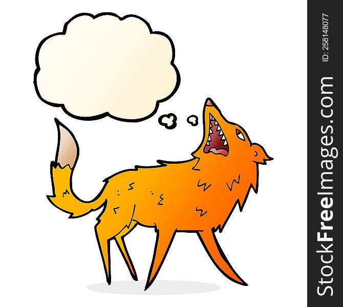 Cartoon Snapping Fox With Thought Bubble