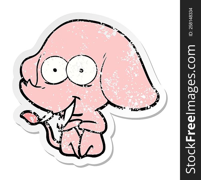 Distressed Sticker Of A Happy Cartoon Elephant