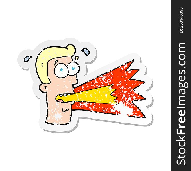 Retro Distressed Sticker Of A Cartoon Shouting Man