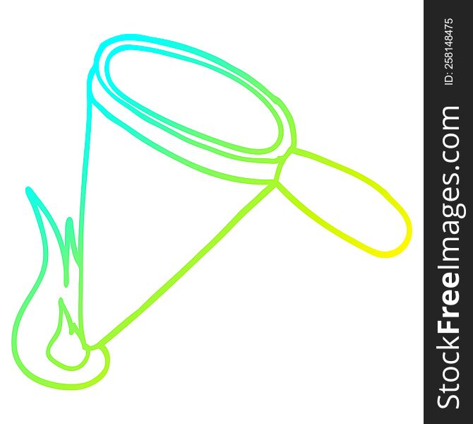 Cold Gradient Line Drawing Cartoon Magnifying Glass