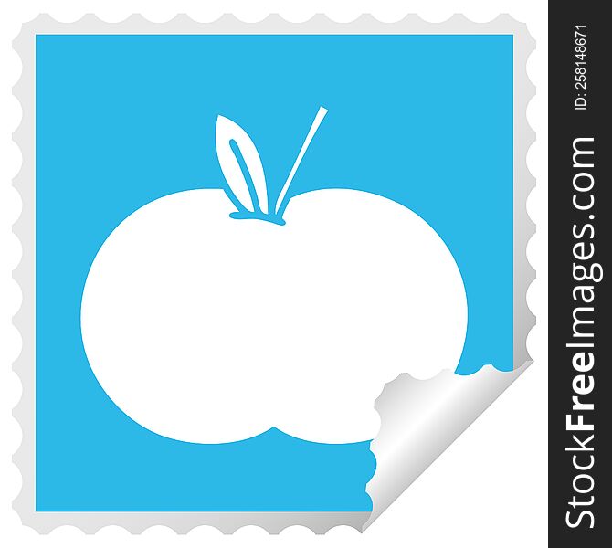 Square Peeling Sticker Cartoon Juicy Apple