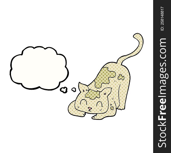 Thought Bubble Cartoon Cat Playing