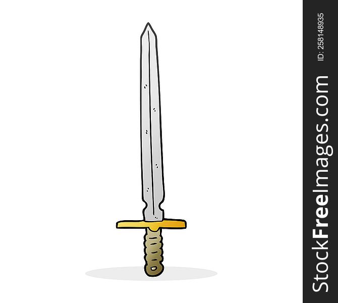 freehand drawn cartoon sword