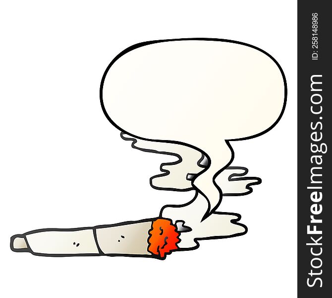 cartoon cigarette with speech bubble in smooth gradient style