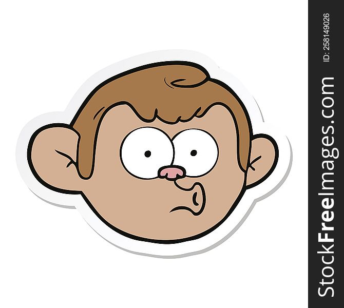 sticker of a cartoon monkey face