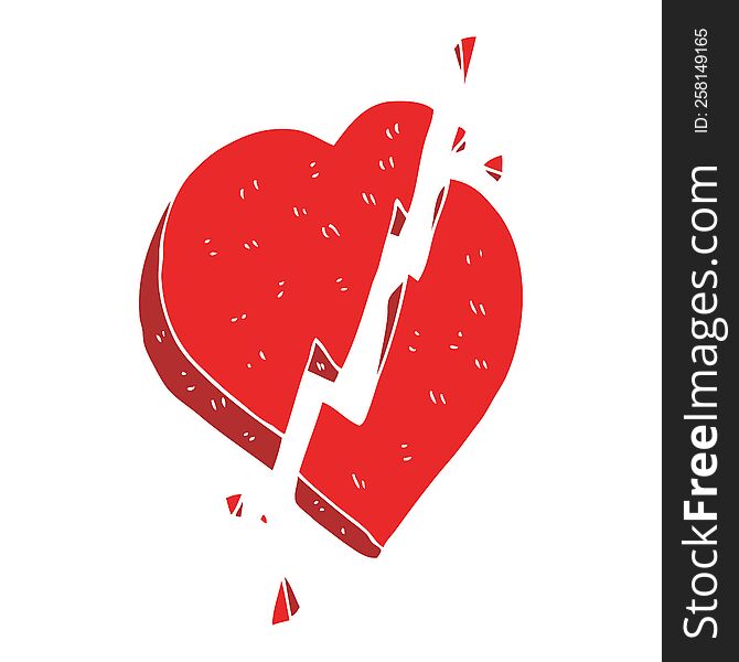 flat color illustration of broken heart symbol. flat color illustration of broken heart symbol