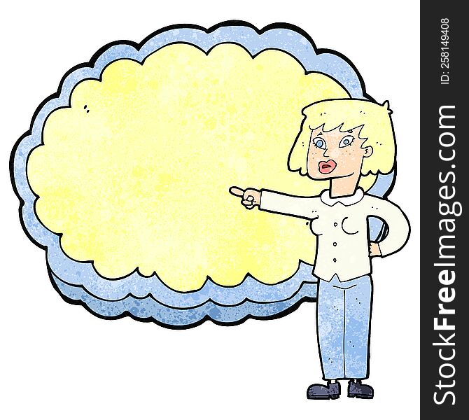 Cartoon Woman With Text Cloud Space