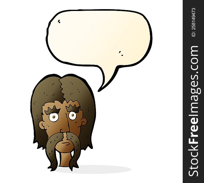 cartoon man with long mustache with speech bubble