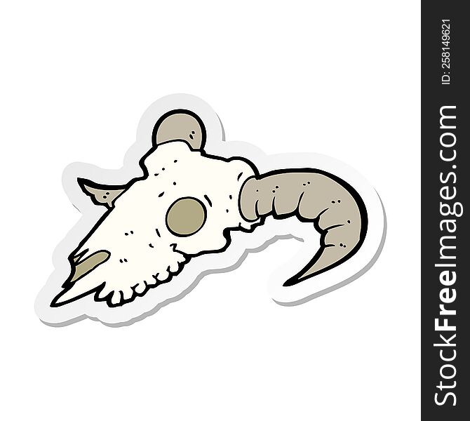 Sticker Of A Cartoon Ram Skull