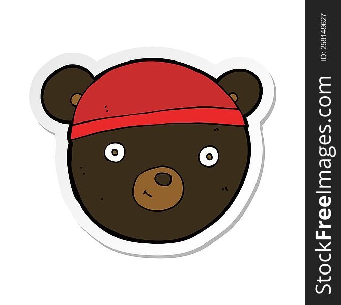 sticker of a cartoon black bear face