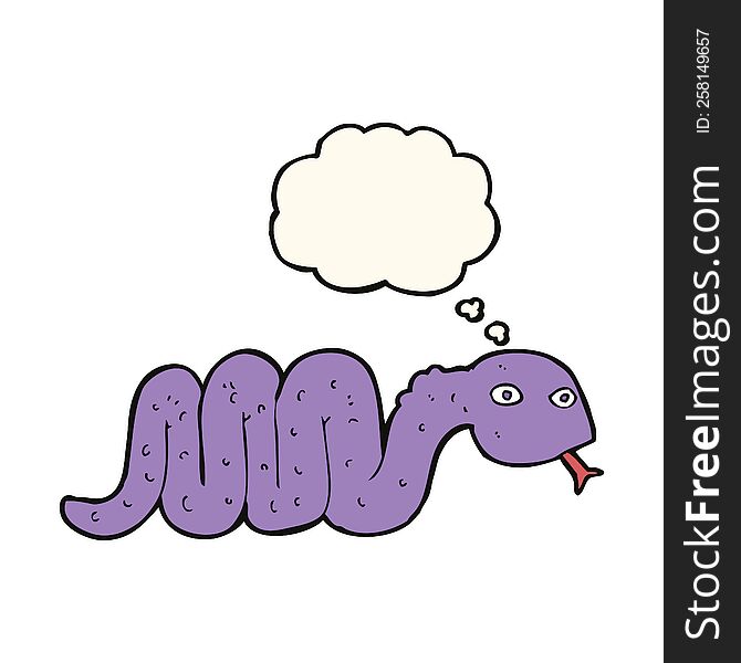 Funny Cartoon Snake With Thought Bubble