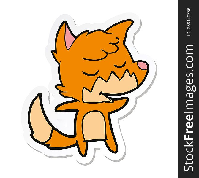 Sticker Of A Friendly Cartoon Fox