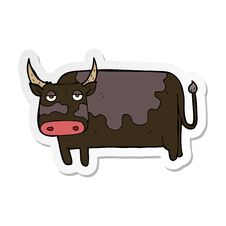 Sticker Of A Cartoon Cow Stock Photo