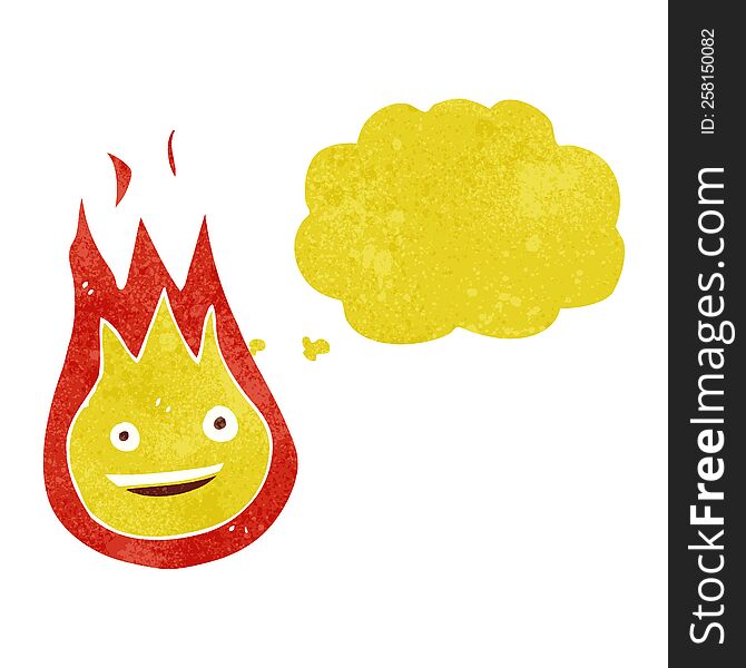 Cartoon Friendly Fireball With Thought Bubble