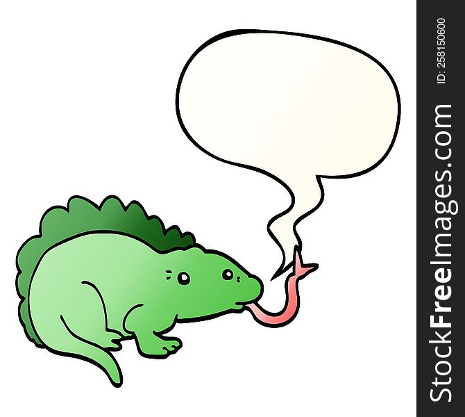 cartoon lizard and speech bubble in smooth gradient style