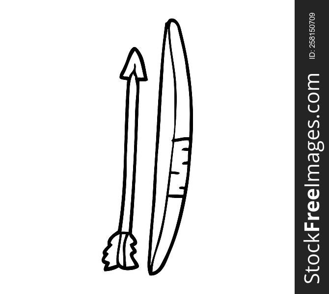 line drawing cartoon bow and arrow