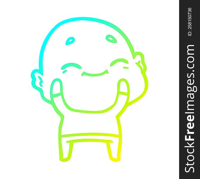 Cold Gradient Line Drawing Cartoon Happy Bald Man