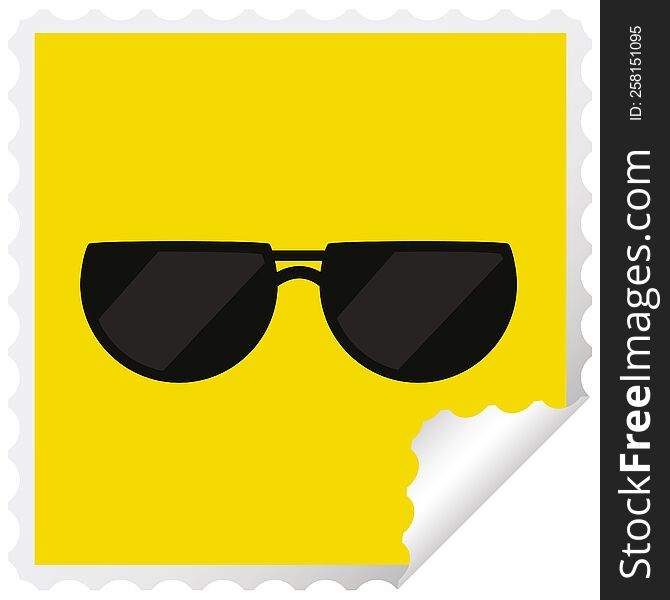 sunglasses graphic square sticker stamp. sunglasses graphic square sticker stamp