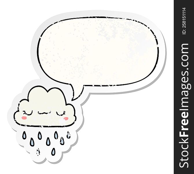 cartoon storm cloud and speech bubble distressed sticker