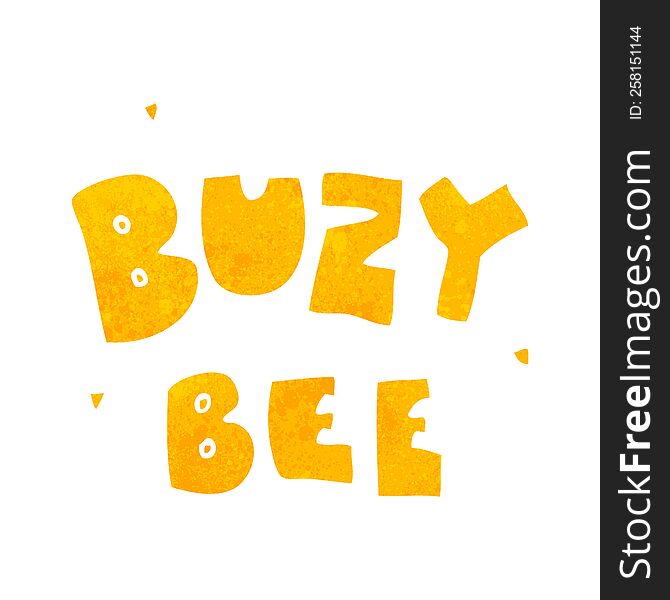 freehand retro cartoon buzy bee text symbol