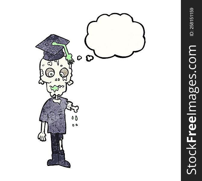 freehand drawn thought bubble textured cartoon zombie student