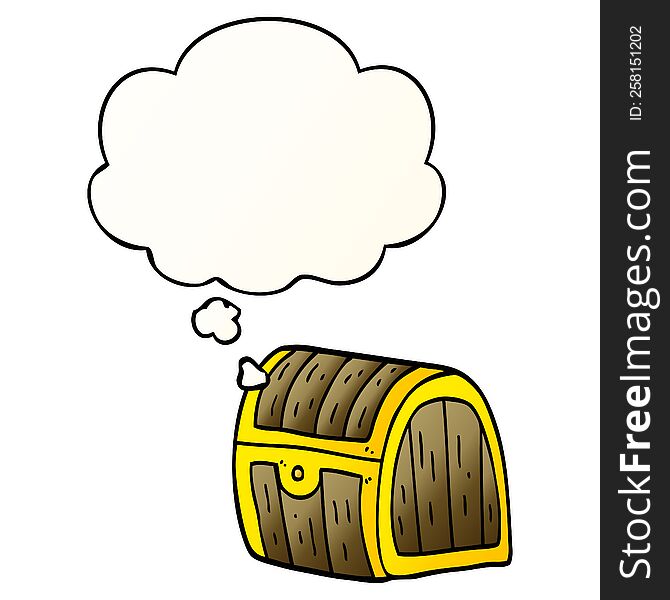 Cartoon Treasure Chest And Thought Bubble In Smooth Gradient Style