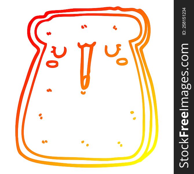 Warm Gradient Line Drawing Cartoon Toast