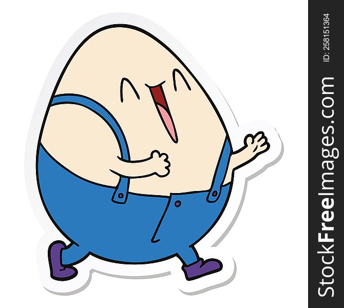 sticker of a humpty dumpty cartoon egg man