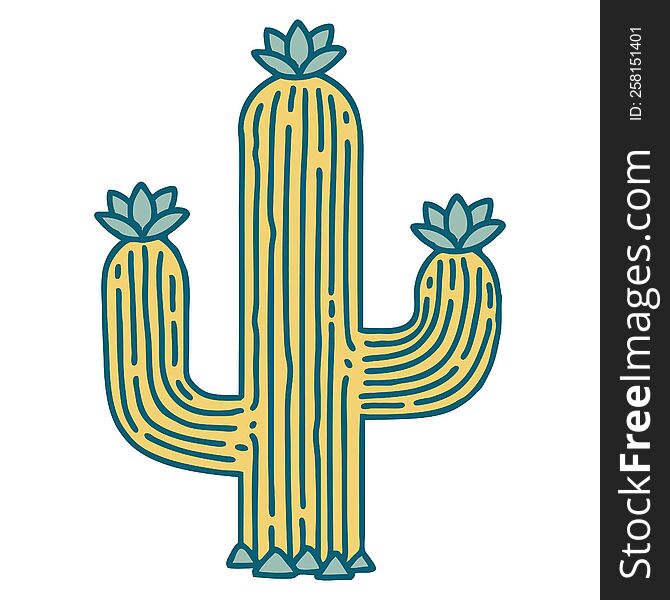 Tattoo Style Icon Of A Cactus
