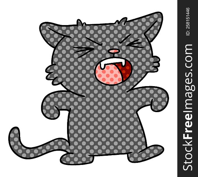 hand drawn cartoon doodle of a screeching cat