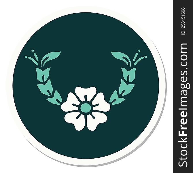 Tattoo Style Sticker Of A Decorative Flower
