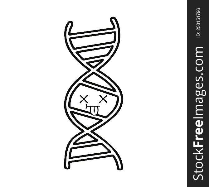 line drawing cartoon of a DNA strand